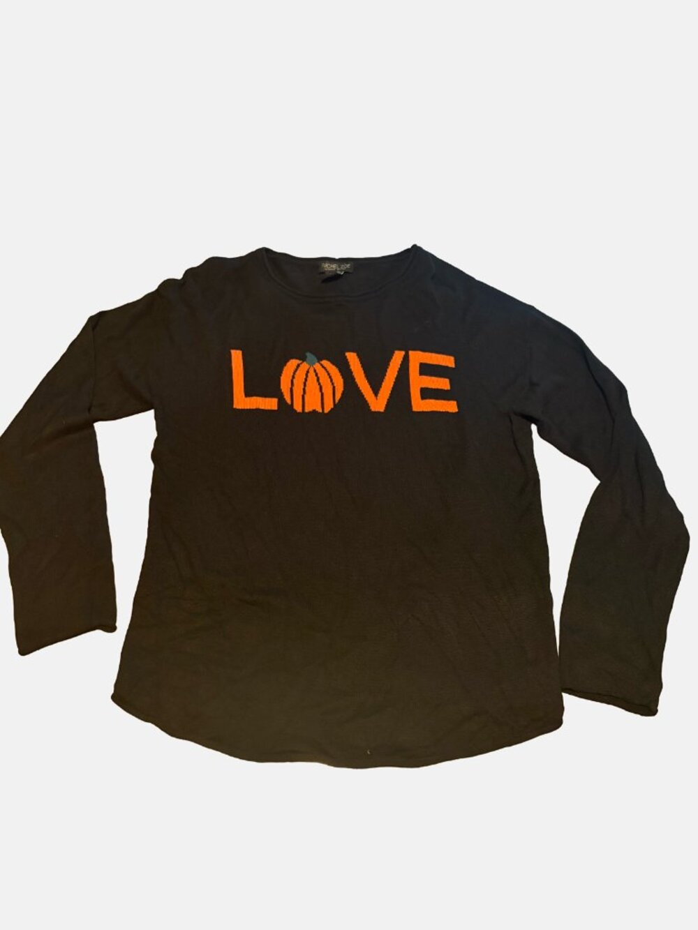 Rachel Zoe Halloween Sweater Size M Black Love Pumpkin Graphic Knit